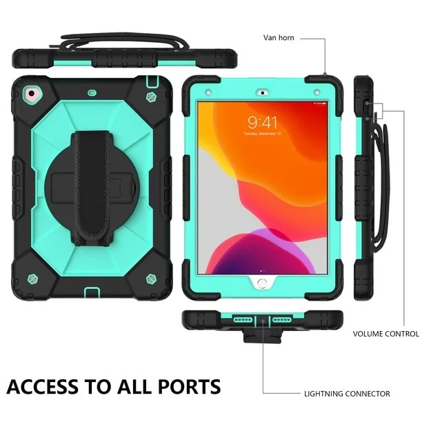 Husa de protectie premium SIgloo, pentru Samsung Galaxy Tab A7(T500) 2022/2020, 10.4'', Protectie Completa, Stand rotativ, Curea Umar, Anti-Soc, Negru