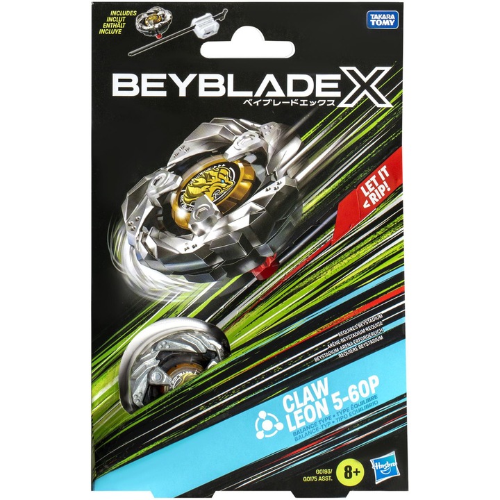 Jucarie Beyblade X - Let It Rip, Claw Leon 5-60P, cu lansator