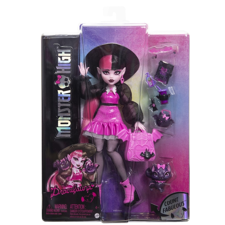 Papusa Monster High - Draculaura si Animalutul Count Fabulous