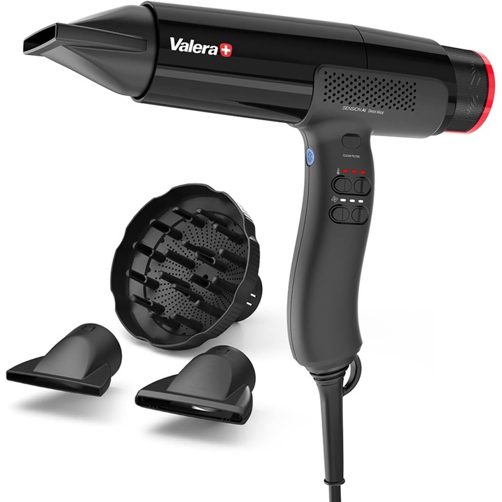Сешоар Valera Sension AI, 2000 W, 18 настройки за температура и скорост, йонизираща функция, Черен
