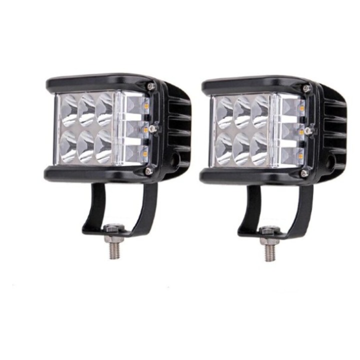 Комплект от 2 x OFF ROAD двуцветен LED прожектор за кола, 9-32V, бял и жълт светлинен щрих, 45W SUV, ATV, Трактор, Джип ъгъл на прожектор 30°, INELAG