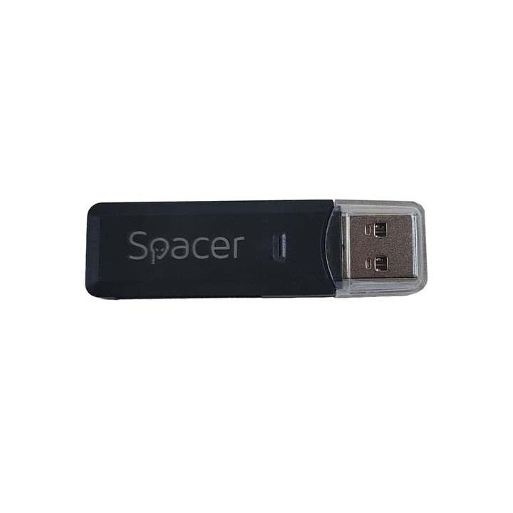 Card reader extern SPACER, interfata USB 3.0, citeste/scrie: SD, micro SD, negru