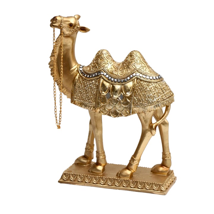 Statueta Decorativa Berryshop® Gold Luxury Camel Premium Home Collection 15x19 cm