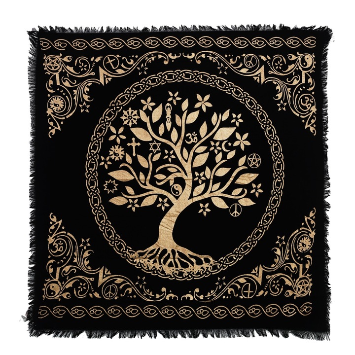 Panza Sacra pentru altar magic - Design Tree of Life Arborele Vietii - Vrajitorie Tarot Wiccani Spiritualitate