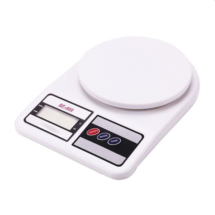 EMATTERIO konyhai mérleg, 0,6 hüvelykes LCD kijelző, maximum 7 kg, fehér