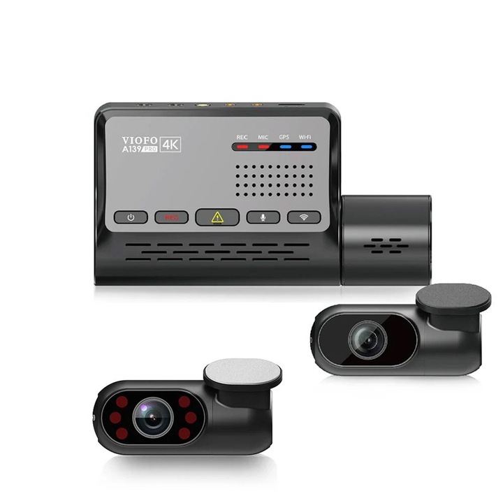 Camera auto WiFi fata/spate/interior Viofo A139 PRO 3CH, 8 MP, 2.4 - 5 GHz, GPS, Night Vision, slot card