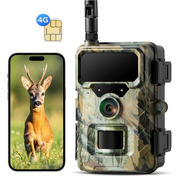 Camera Cu Sim Camera de Supraveghere cu SIM Integrata Campark TC31 4G (8xAA Baterii ...
