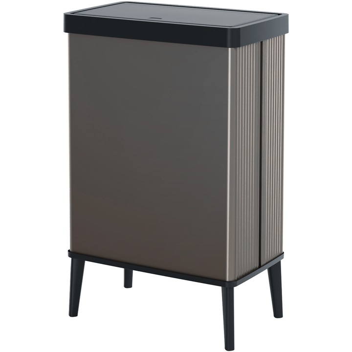 Кош за отпадъци Curver Verto High, 54 л, Сгъваем, Капак с Pop-Up отвор, 43,5 x 26,5 x 68,7 см, Сив