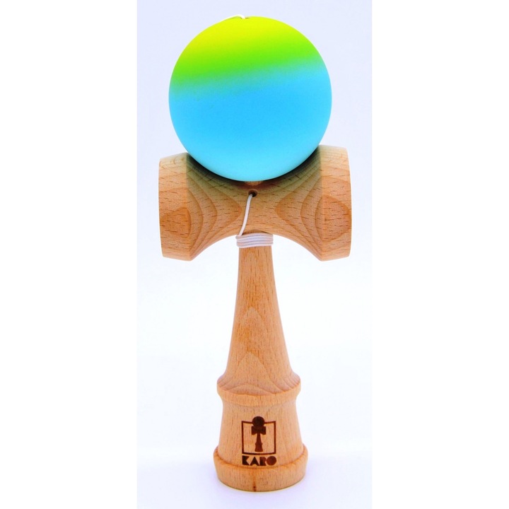 Jucarie Interactiva Kendama Karo Grip F3 Cusion Fade Lemn Fag Albastru, Bleu, Galben, Culoare Verde, Material Lemn Fag