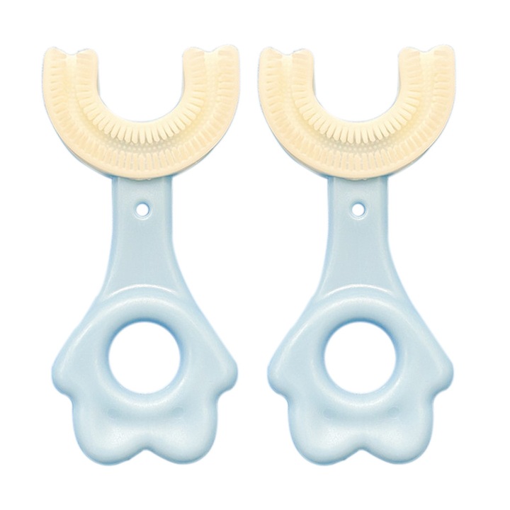 2 db gyermekfogkefe készlet, U-alakú design, 360 fokos tisztítás, poliészter, 2-6 éveseknek