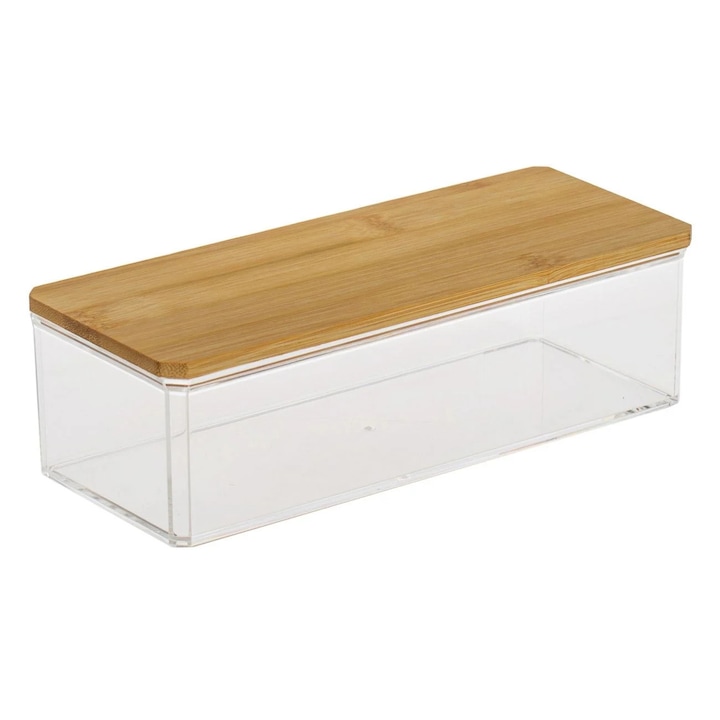 Прозрачна кутия с бамбуков капак 23,5x9,5x7 см