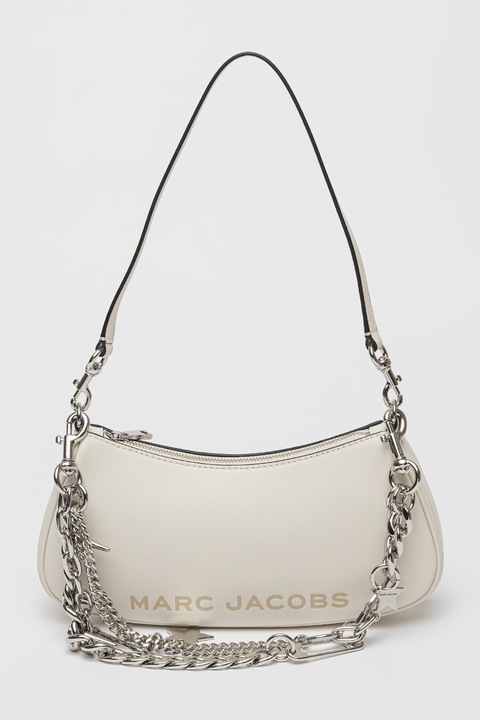 Marc Jacobs, Geanta crossbody din piele cu bareta detasabila din lant, Alb