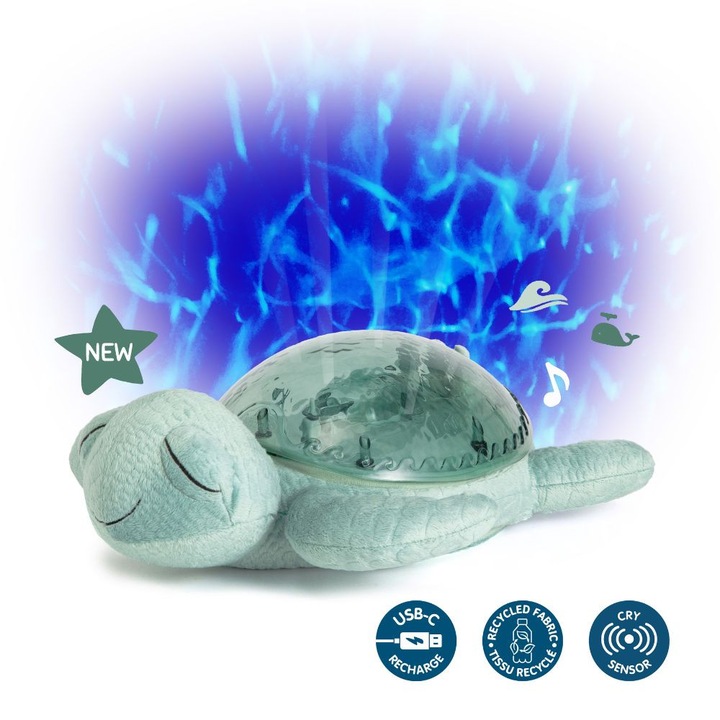 Акумулаторна лампа за звуков проектор Tranquil Turtle™ - зелена, Cloud B