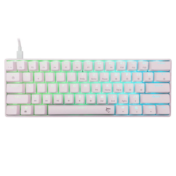 Механична игрална клавиатура White Shark Shinobi 2, Switch Blue, Бяла