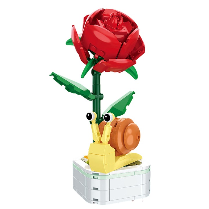 Комплект строителни блокчета с насекоми и цветя, полиестер, многоцветен