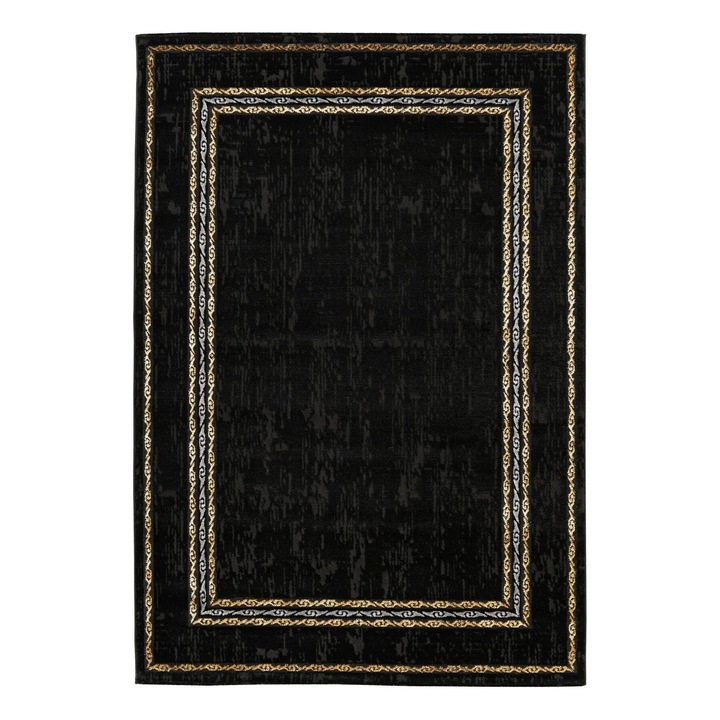 Covor Marmaris 404, polipropilena/poliester, forma dreptunghiulara, 160x230 cm, negru
