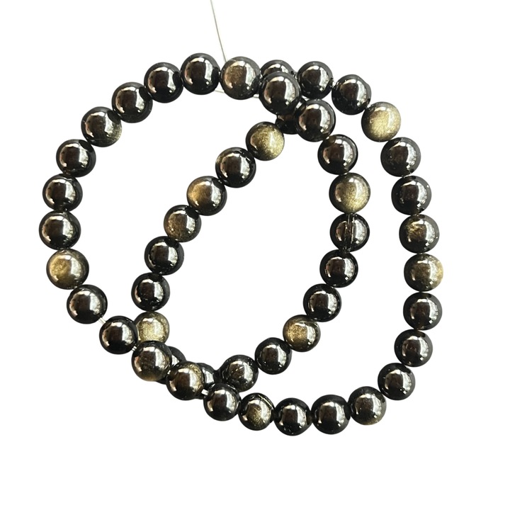 Sirag margele pietre semipretioase, Druzy, sfere OBSIDIAN AURIU, 6-7 mm