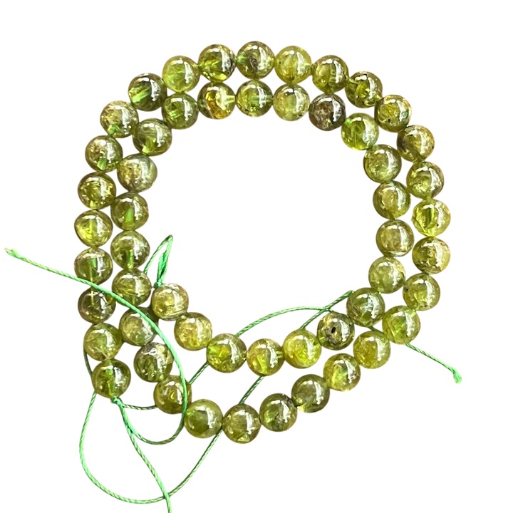 Sirag margele pietre semipretioase, Druzy, sfere OLIVINA, peridot AAA M1, 7-8 mm