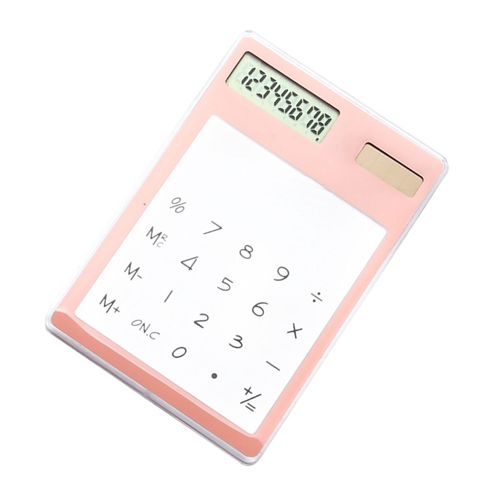 Calculator solar portabil transparent 8 cifre ecran LCD