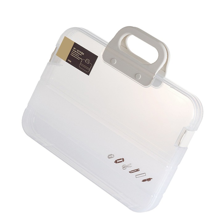 Прозрачна калъфка за документи, многофункционална, с голям капацитет, бяла, за папки A4