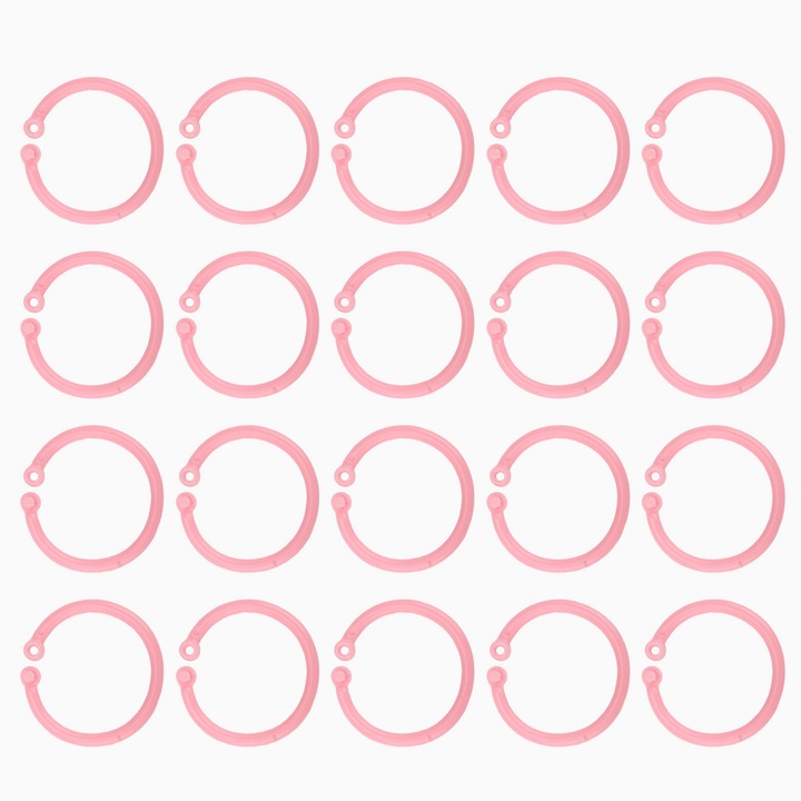 Комплект от 20 пръстена за подвързване на книги, 30 мм, розови, полиестер