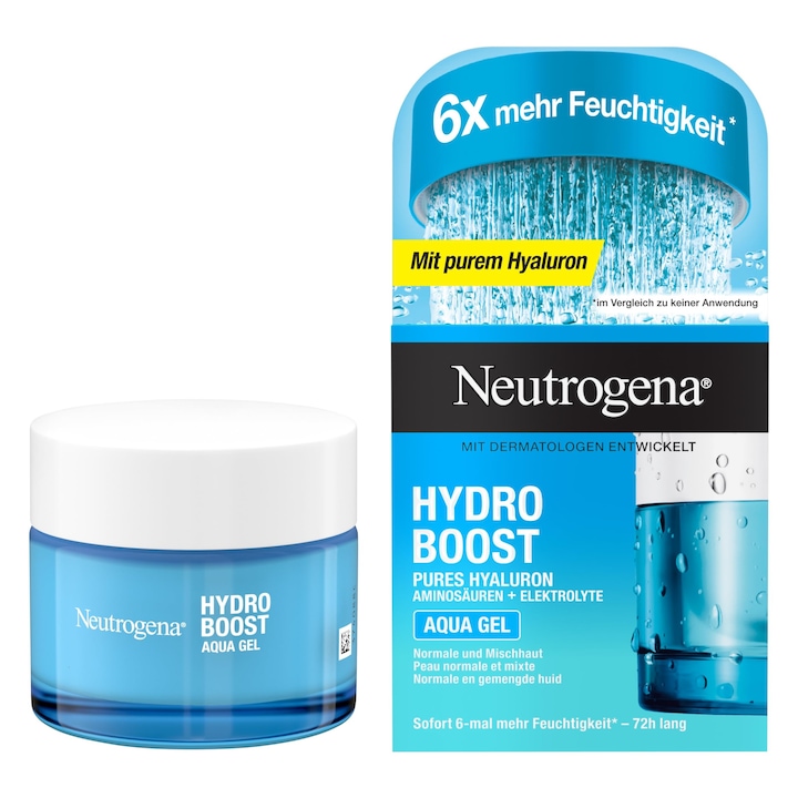 Crema hidratantă Neutrogena Hydro Boost Aqua Gel, acid hialuronic, 50 ml, pentru ten normal și mixt