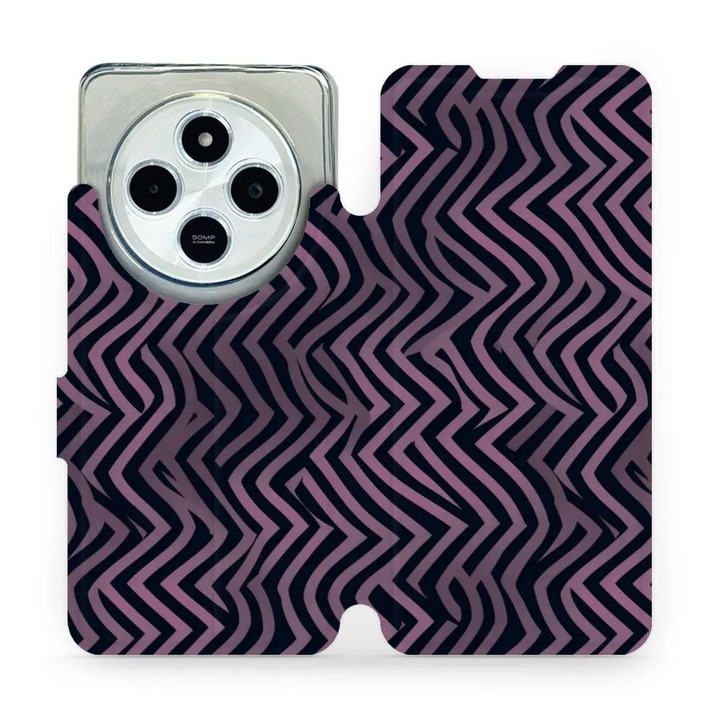 Mobiwear flip cover Xiaomi Redmi 14C / Poco C75 telefonhoz, elegáns kivitel, teljes védelem, lila