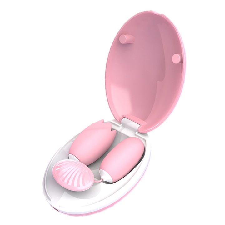 Kettős tojás alakú vibrátor belső és külső stimulációval - kompakt kialakítás, többszintű, vízálló, nyelvi rezgés, könnyen tárolható, rózsaszín