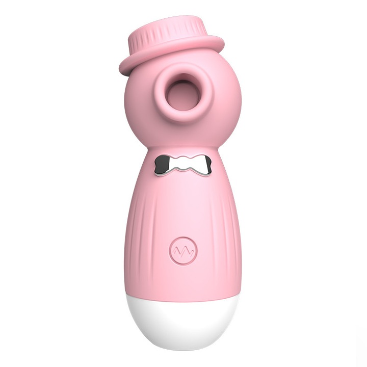 Hordozható elektromos vibrátor szívófunkcióval - csikló, G-pont és mell stimulátor - mini rózsaszín dizájn, orvosi szilikon - arc-, nyak- és vállmasszázs - rózsaszín