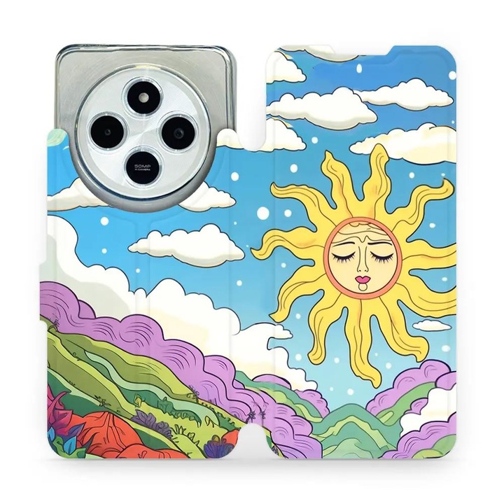 Mobiwear flip-huzat Xiaomi Redmi 14C / Poco C75-höz, sokszínű, környezetbarát anyag, integrált támasztékkal