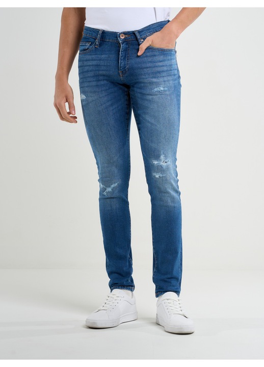 Blugi skinny cu detalii deteriorate Deric