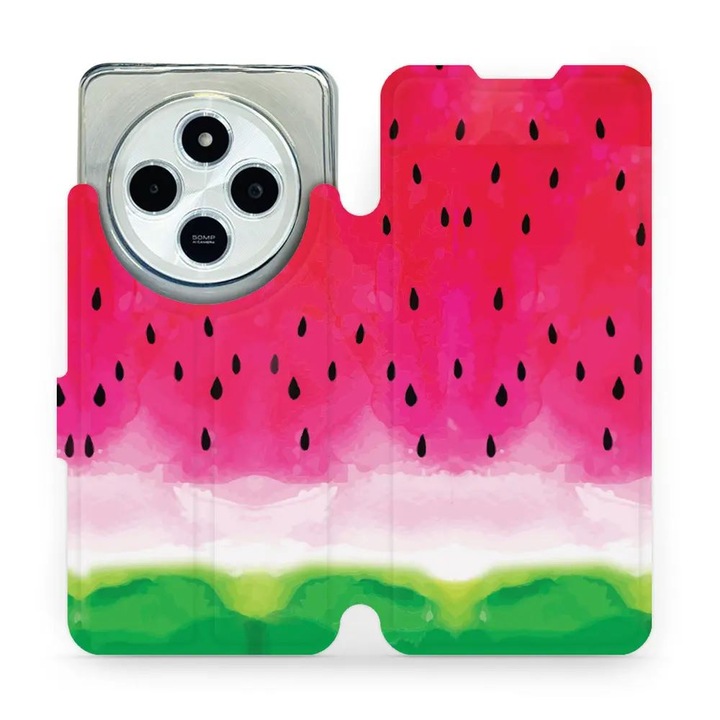 Mobiwear flip tok Xiaomi Redmi 14C / Poco C75-höz, sokszínű, ökológiai bőr anyagból