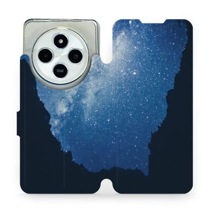 Mobiwear flip tok Xiaomi Redmi 14C / Poco C75 telefonhoz, Galaxy design, ütés- és karcálló