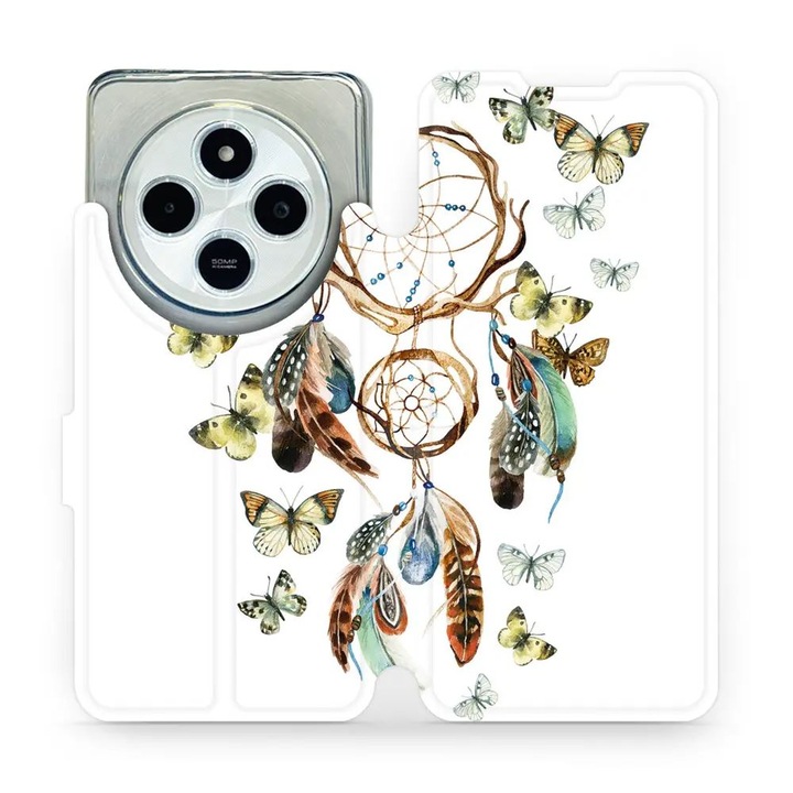 Mobiwear flip-huzat Xiaomi Redmi 14C / Poco C75-höz, állati kivitel, többszínű, ökológiai bőr anyag