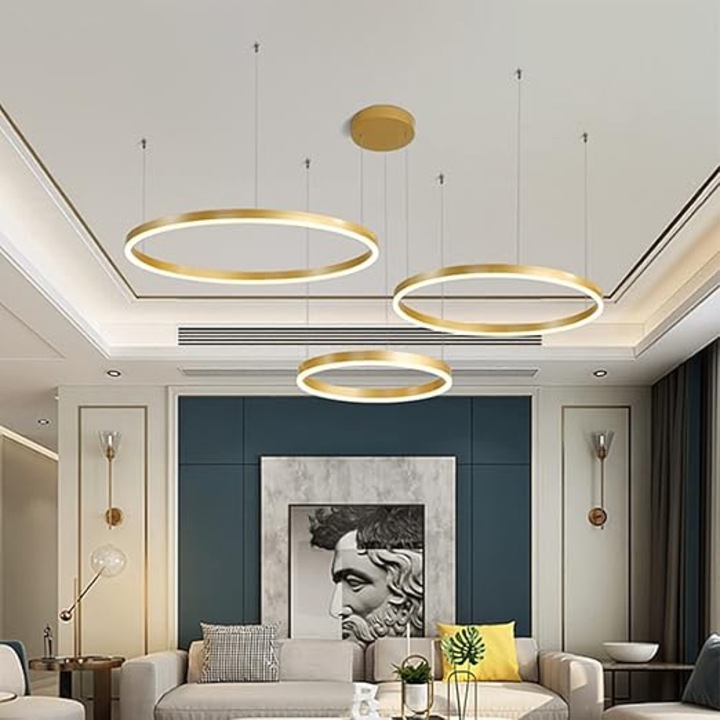 Полилей SUEVA® LED GOLD 3 кръга 80cm+60cm+40cm с WiFi дистанционно управление 2.4G светлина/студено/топло/неутрално регулируем интензитет
