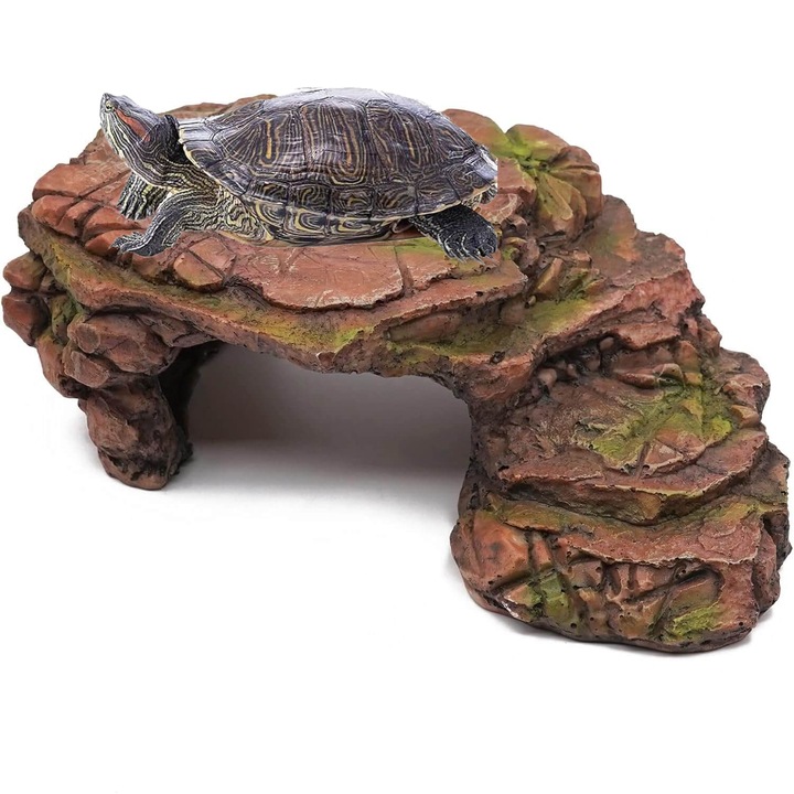 Stanca platforma broasca testoasa Ocean Free, insula acvariu, accesoriu reptile, design natural, stabila, 24x16x7.5 cm, rezistenta si non-toxica