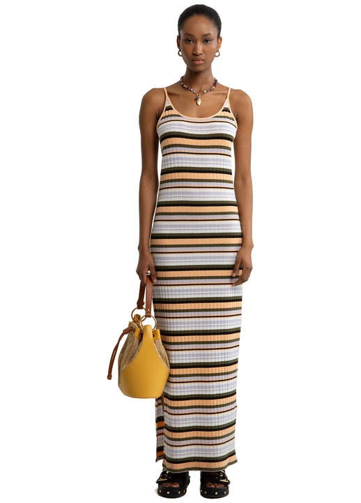 Rochie maxi dama Big Star, tricot, dungi colorate, multicolor, XL INTL
