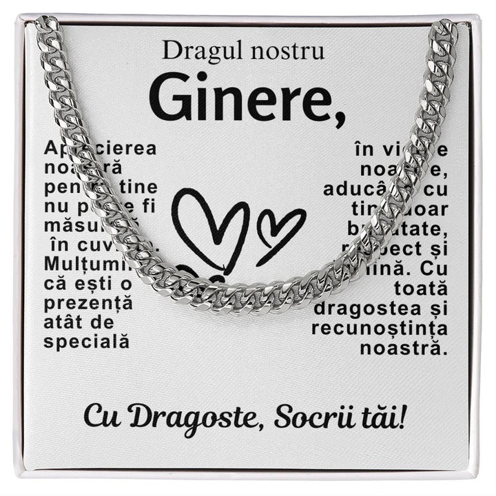 Kubai lánc, ródiummal bevont rozsdamentes acél, 55-60 cm, vejnek