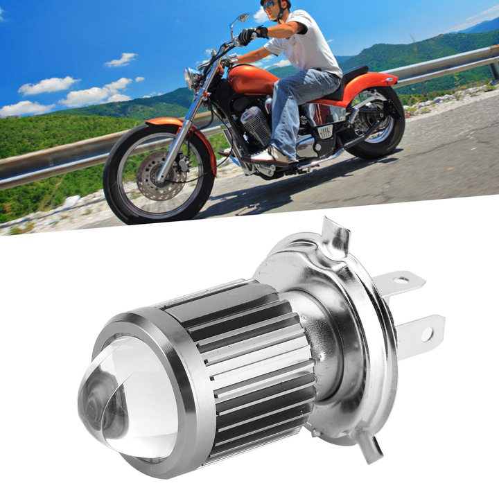Far motocicleta, super luminos, stabilizare curent constant, aluminiu, alb