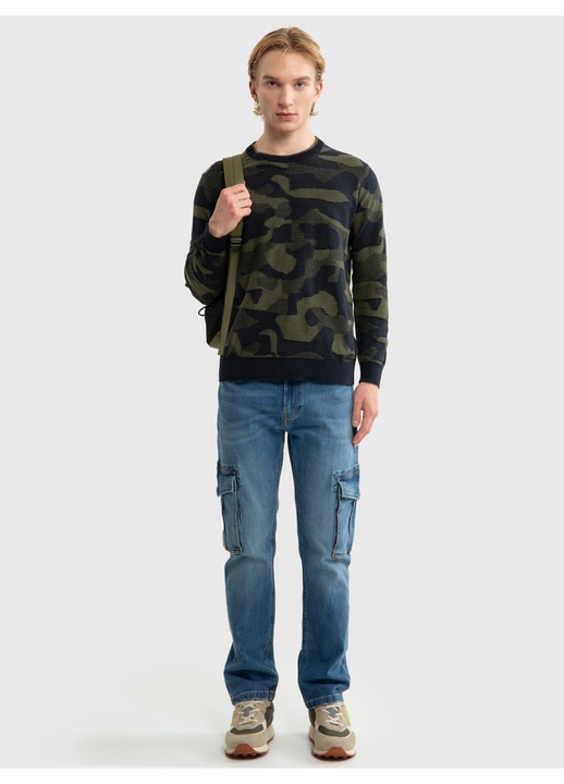 Pulover barbati, Big Star, ORDI 000, verde/negru