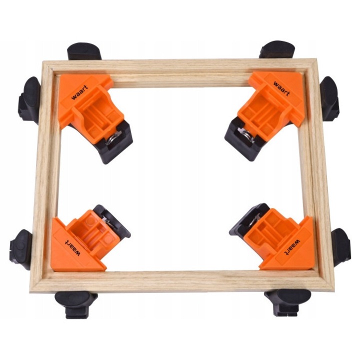 Surub de tamplarie, Culoare bronz, Coltar unghiular 90°, Set 4 bucati, Interval de lucru 5-22 mm, Dimensiuni 80 x 85 x 50 mm, Material plastic