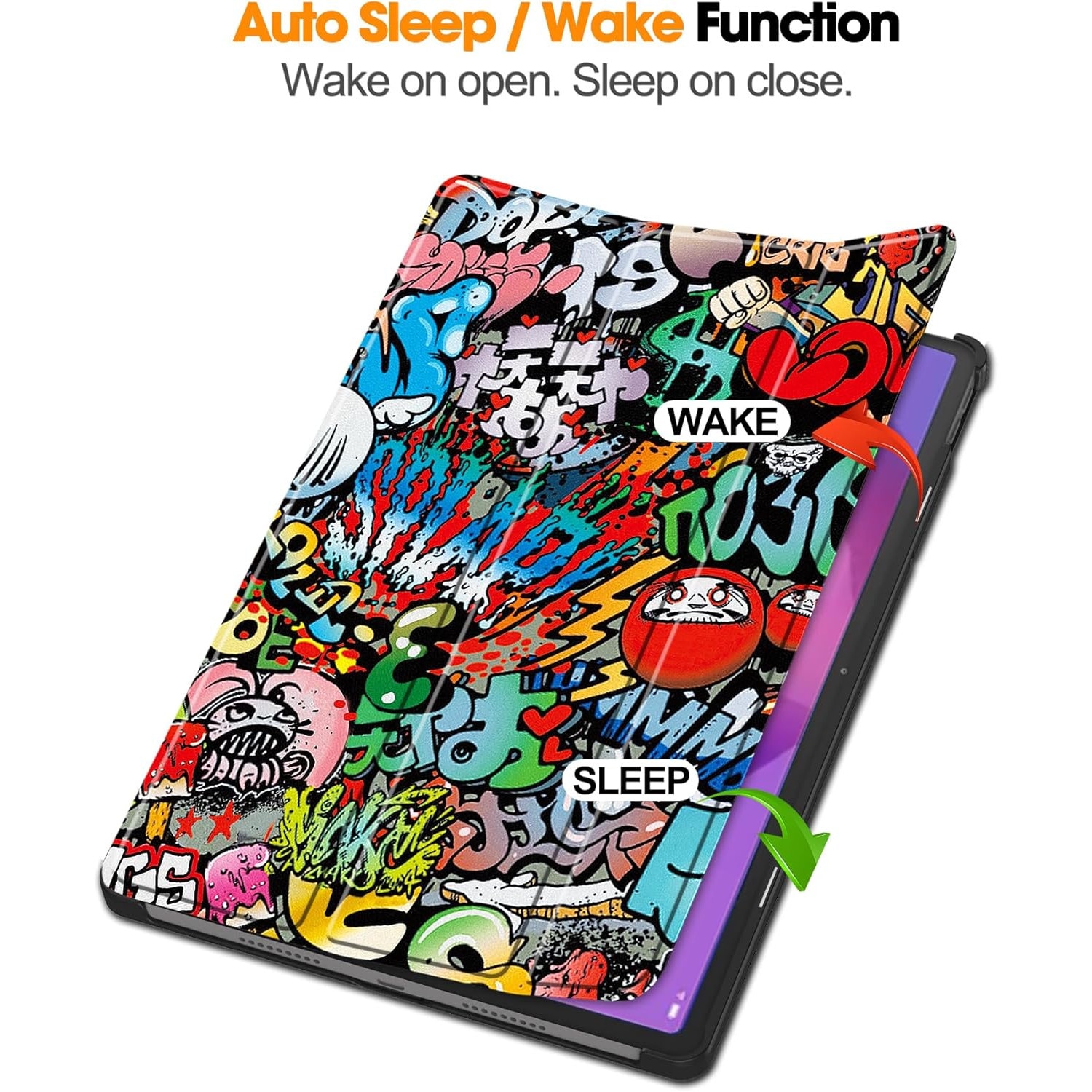 Husa pentru Lenovo Idea Tab Pro / Pro Paper 12.7 tip stand functie sleep/wake-up protectie 360 - Graffiti
