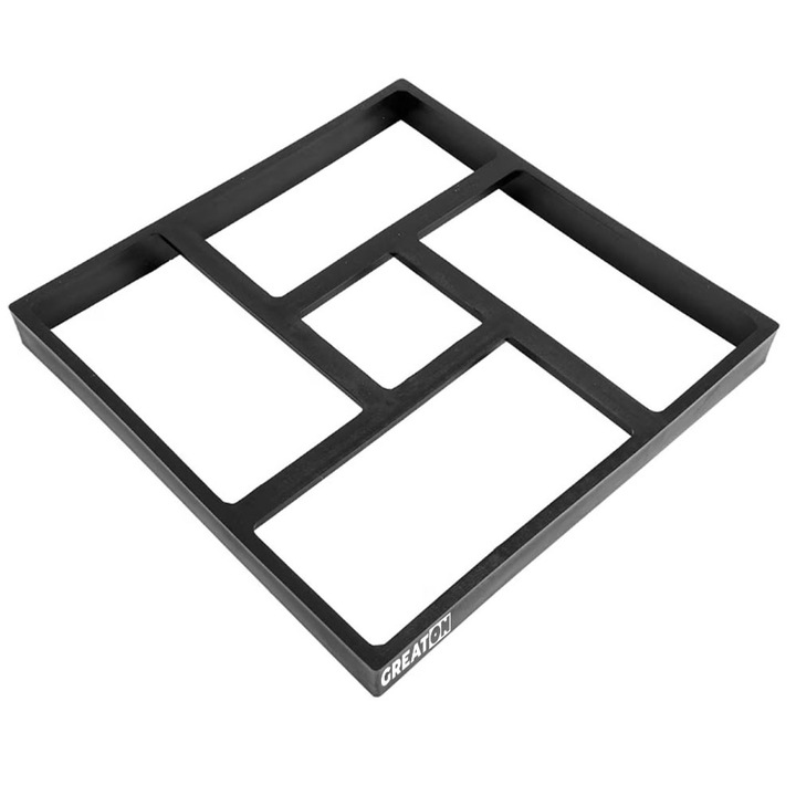 Sablon GREATON Tip Matrita Pentru Turnat Pavaj Din Beton, Imitatie Piatra Decorativa Naturala, Reutilizabila, Material Rezistent, 39.5 x 39.5 x 4 cm, Model 4