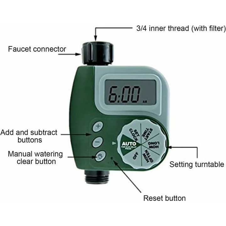 Automata öntözőprogramozó, Siebwinn, 16 beállítás, 9 óra 59 perc, kertre, erkélyre