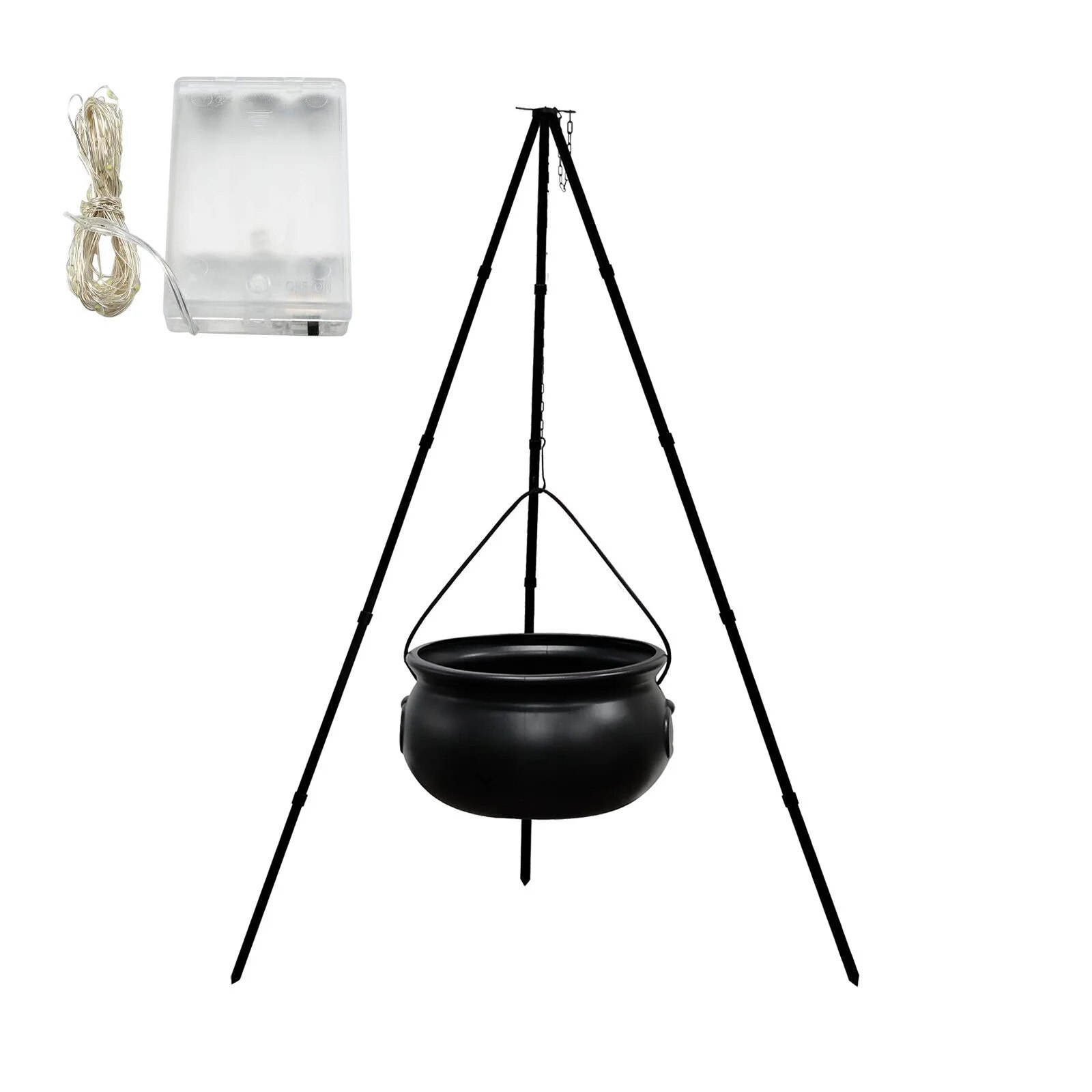 Caldron vrajitoare exterior, Fokelyi, cu suport metalic, iluminare LED,  bej, 12.56x5.31inches - eMAG.ro