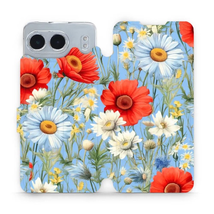 Mobiwear флип калъф за OnePlus Nord 4 5G, дизайн на цветя, многоцветен, елегантен