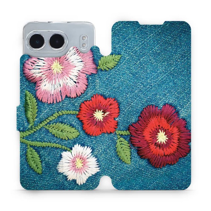 Mobiwear флип калъф за OnePlus Nord 4 5G, дизайн на цветя, многоцветен, екологичен материал