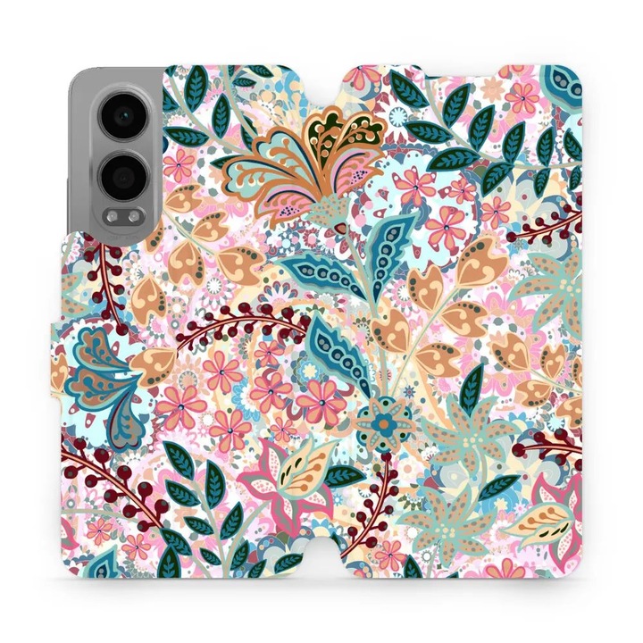 Mobiwear флип капак за OnePlus Nord CE 4 Lite 5G, цветен дизайн, многоцветен, материал екологична кожа