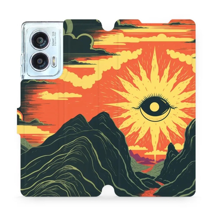 Mobiwear flip cover за Motorola Edge 50 Fusion, многоцветен, елегантен дизайн, удароустойчив