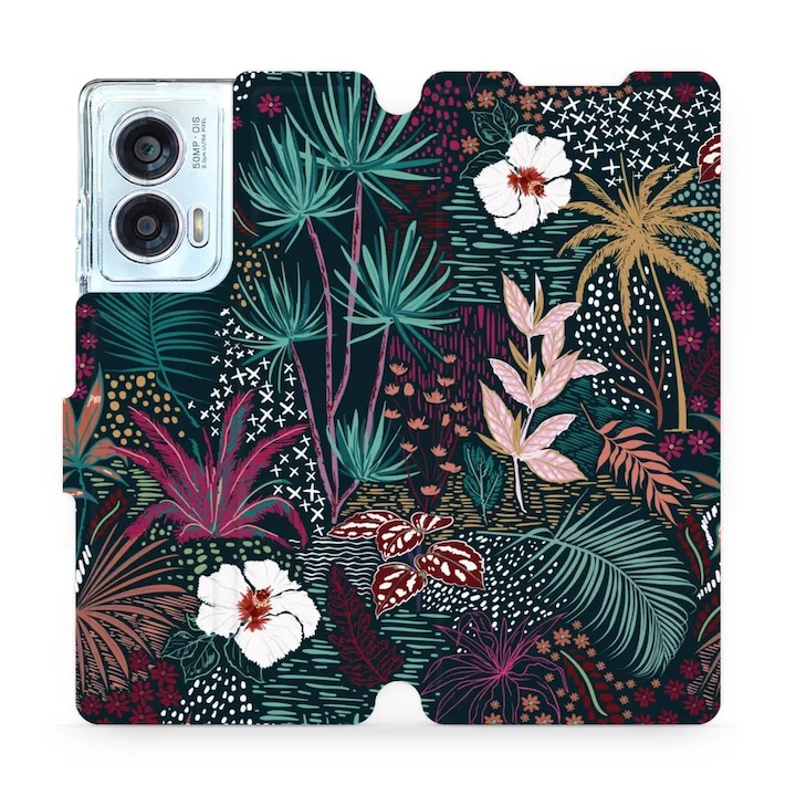 Mobiwear flip cover за Motorola Edge 50 Fusion, цветен дизайн, устойчив на удар и надраскване, многоцветен